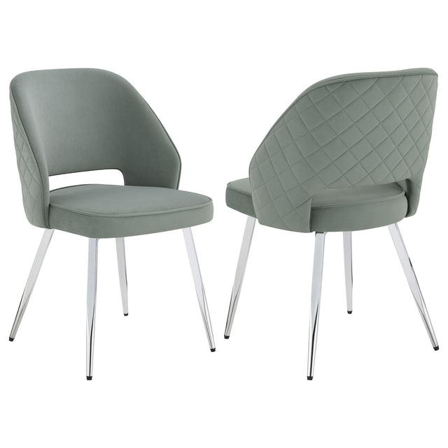 Side Chair - Hastings Upholstered Dining Chairs with Open Back (Set of 2) Grey and Chrome