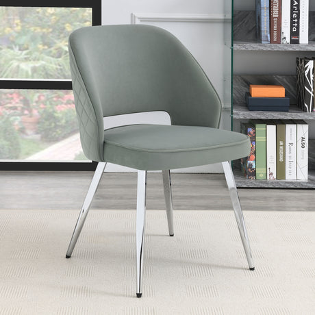 Side Chair - Hastings Upholstered Dining Chairs with Open Back (Set of 2) Grey and Chrome