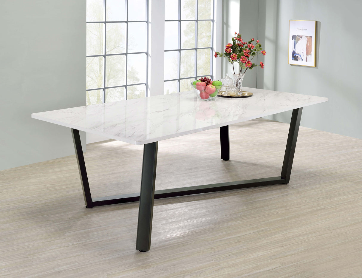 Dining Table - Mayer Rectangular Dining Table Faux White Marble and Gunmetal