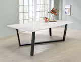 Dining Table - Mayer Rectangular Dining Table Faux White Marble and Gunmetal