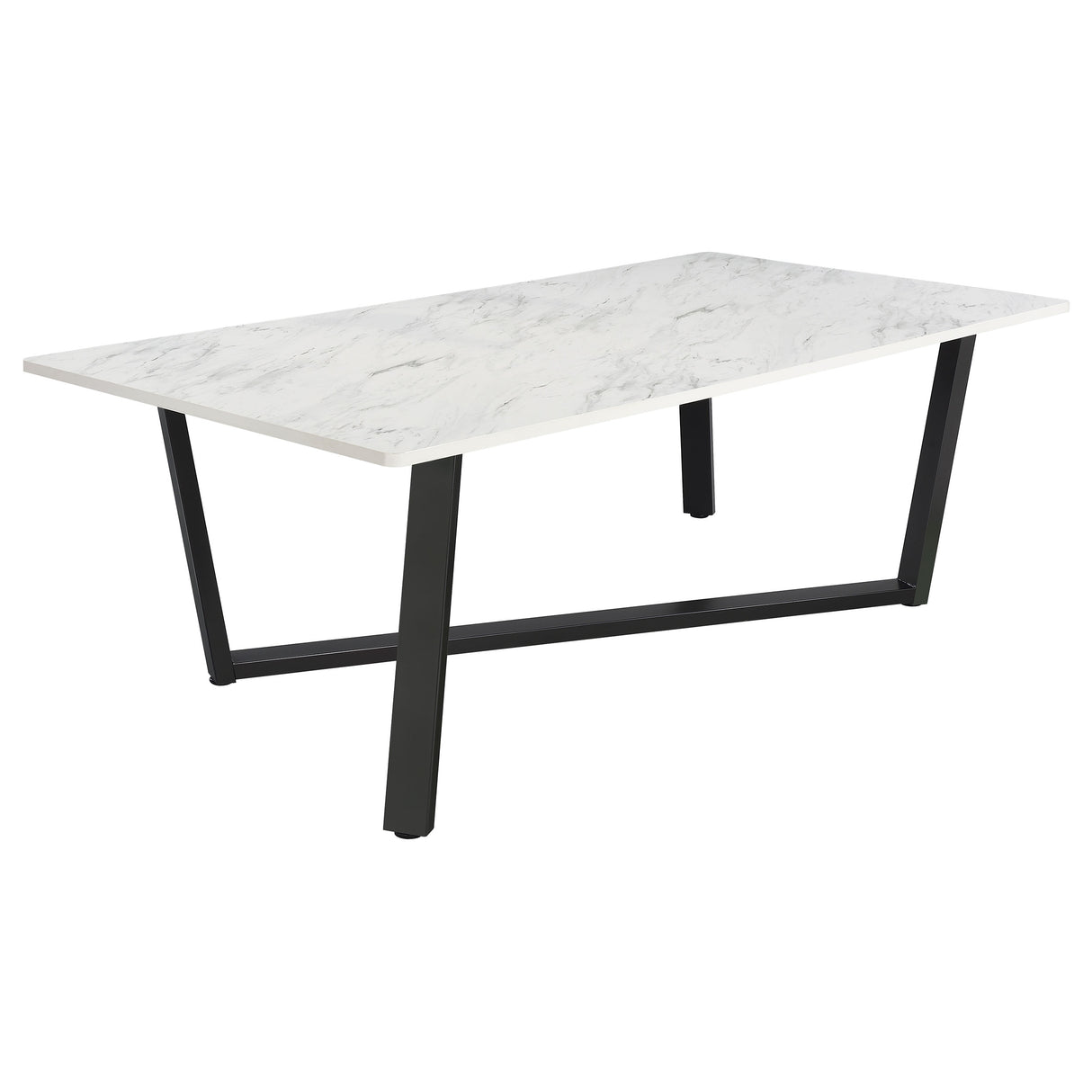 Dining Table - Mayer Rectangular Dining Table Faux White Marble and Gunmetal