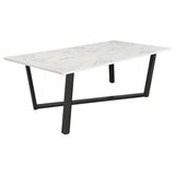 Dining Table - Mayer Rectangular Dining Table Faux White Marble and Gunmetal