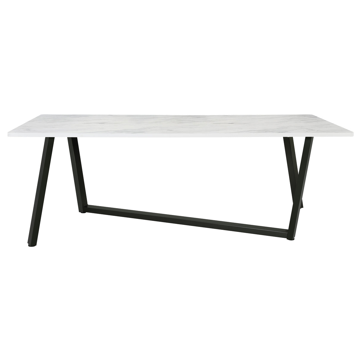 Dining Table - Mayer Rectangular Dining Table Faux White Marble and Gunmetal