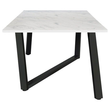 Dining Table - Mayer Rectangular Dining Table Faux White Marble and Gunmetal