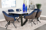 Dining Table - Mayer Rectangular Dining Table Faux White Marble and Gunmetal