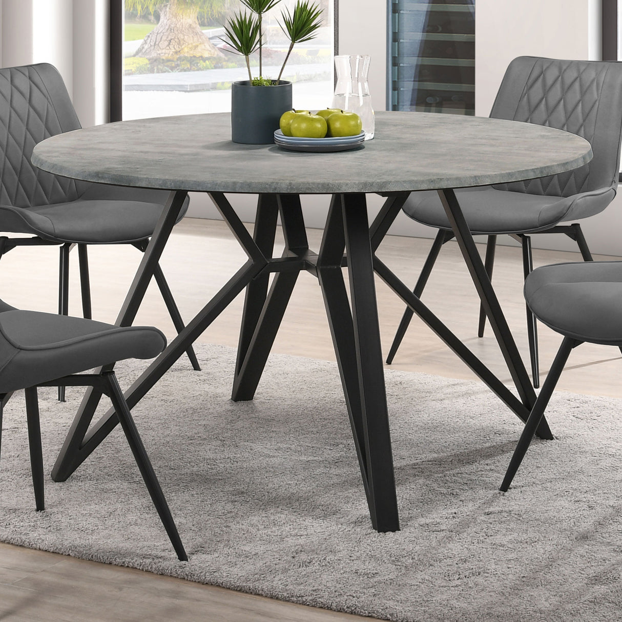 Dining Table - Neil Round Wood Top Dining Table Concrete and Black