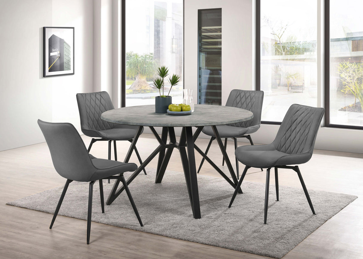 Dining Table - Neil Round Wood Top Dining Table Concrete and Black