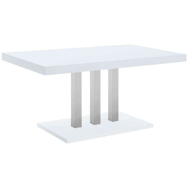 Brooklyn Rectangular Dining Table White High Gloss and Chrome | Coaster - 193811 - Home Elegance USA - 1