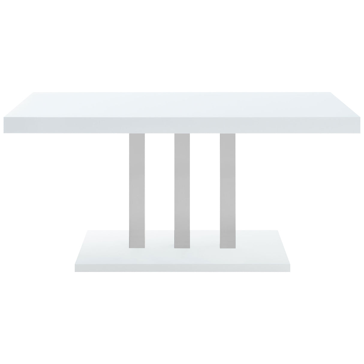 Brooklyn Rectangular Dining Table White High Gloss and Chrome | Coaster | Home Elegance USA