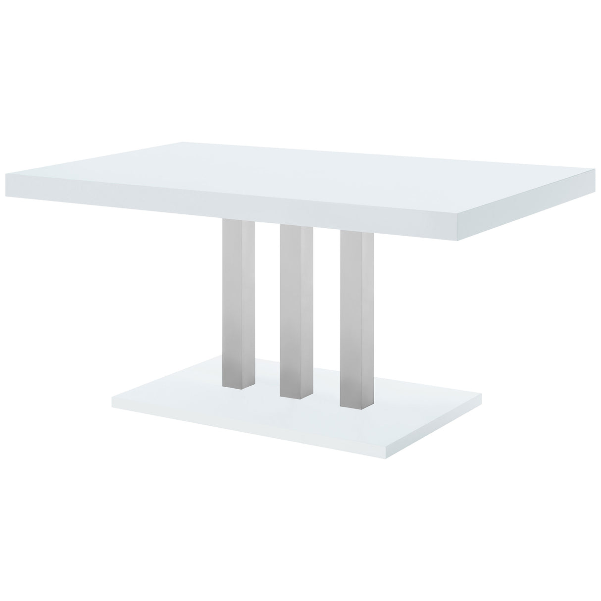 Brooklyn Rectangular Dining Table White High Gloss and Chrome | Coaster | Home Elegance USA