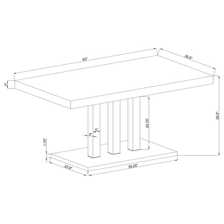 Dining Table - Brooklyn Rectangular Dining Table White High Gloss and Chrome