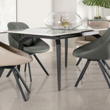 Dining Table - Mina Rectangular Dining Table Grey Ceramic and Sandy Black