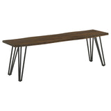 Bench - Topeka Live-edge Dining Bench Mango Cocoa and Gunmetal