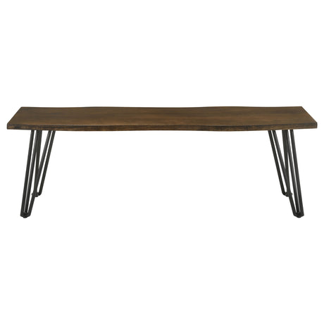 Bench - Topeka Live-edge Dining Bench Mango Cocoa and Gunmetal