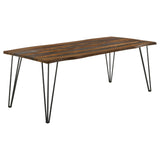 Dining Table - Neve Live-edge Dining Table with Hairpin Legs Sheesham Grey and Gunmetal