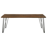 Dining Table - Neve Live-edge Dining Table with Hairpin Legs Sheesham Grey and Gunmetal