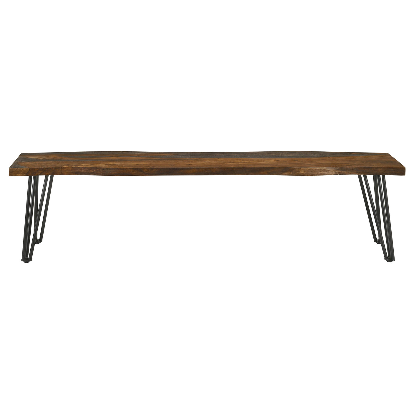 Bench - Neve Live-edge Dining Bench with Hairpin Legs Sheesham Grey and Gunmetal