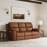 Henry Power Reclining Sofa With Power Headrests & Lumbar - Caramel | Flexsteel