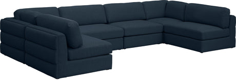 Beckham - Modular Sectional 6 Piece - Navy - Fabric | Home Elegance USA