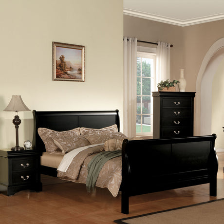 Acme - Louis Philippe III EK Bed 19497EK Black Finish