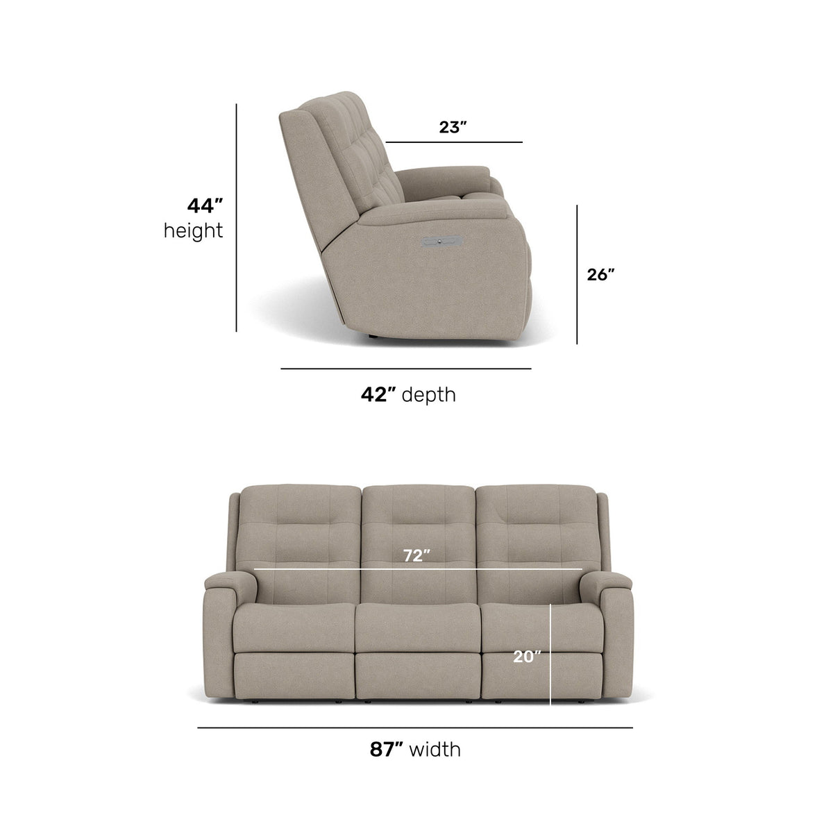 Arlo Transitional Fabric Power Reclining Sofa | Flexsteel