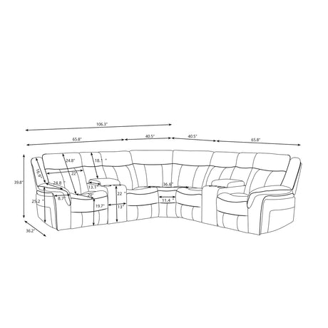 JUPITER Black Leather Sectional with Recliners and LED Lighting - sold by Home Elegance USA
