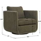 Abound Swivel Chair Herb - Dark Green by Uttermost - View 9