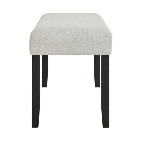6pc Dining Set Contemporary Style White Faux Marble Rectangular Table Full Back Upholstered Chairs Bench Light Gray Black Finish Dining Room Wooden Furniture - sold by Home Elegance USA