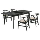 Spivey Black 5-piece Extension Leaf Dining Table Set