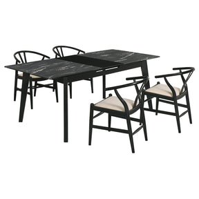 Spivey Black 5-piece Extension Leaf Dining Table Set