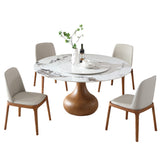 59-inch round modern marble dining table with 4 chairs