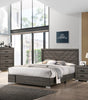 Contemporary Grey Finish Unique King Size Bed 1pc Bedroom Furniture Unique Lines Headboard Wooden