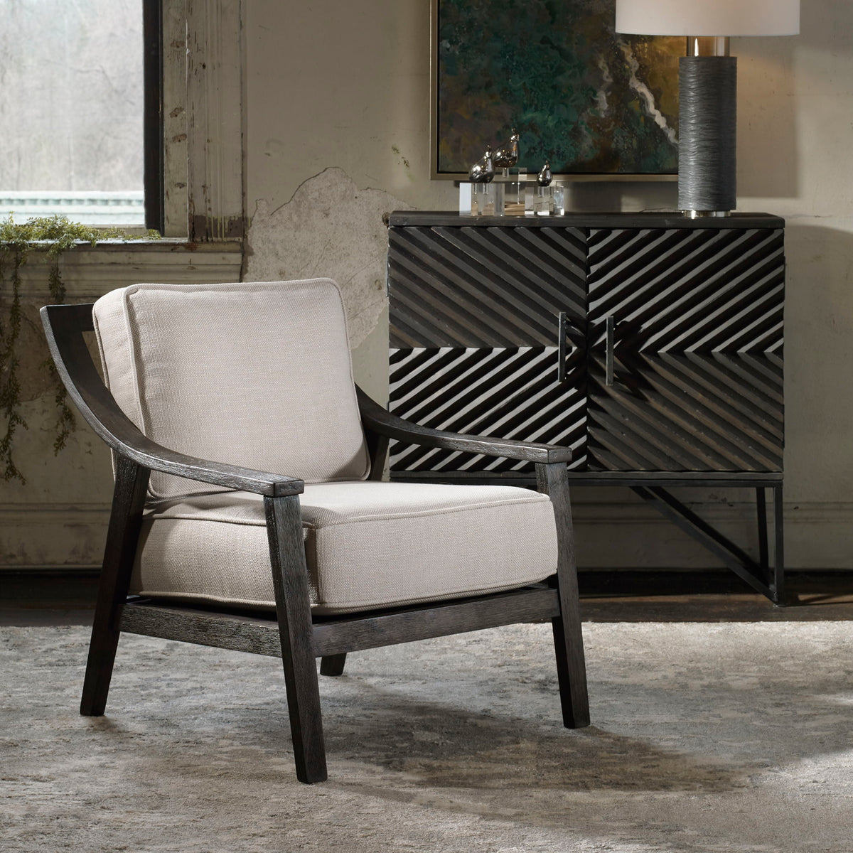 Lyle Accent Chair Beige - White / Dark Brown by Uttermost - View 2