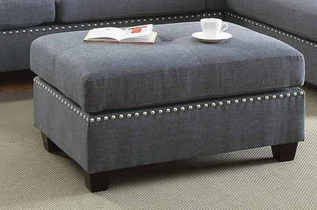 3-pcs Sectional Sofa Blue Grey Polyfiber Cushion Sofa Chaise Ottoman Reversible Couch Pillows - sold by Home Elegance USA