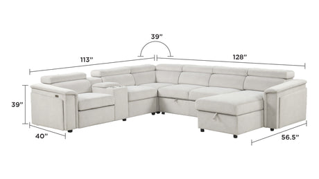 Harvey Modern Style power recliner Sleeper Sectional sofa made with wood in Beige (CA Warehouse inventory) - sold by Home Elegance USA