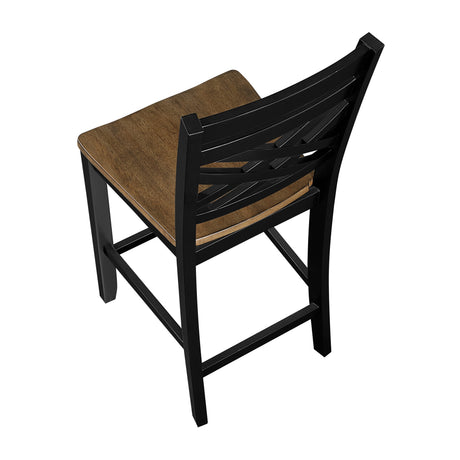 5pc Counter Height Dining Set Round Table with Storage and 4 Counter Height Chairs 2-Tone Black and Brown Finish Wooden Furniture - sold by Home Elegance USA