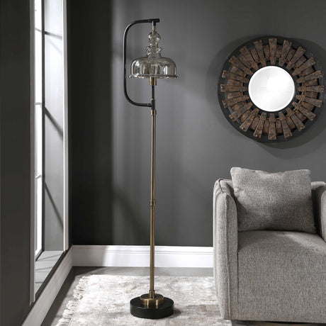 Elieser Industrial Floor Lamp - Light Brown / Black by Uttermost - View 4