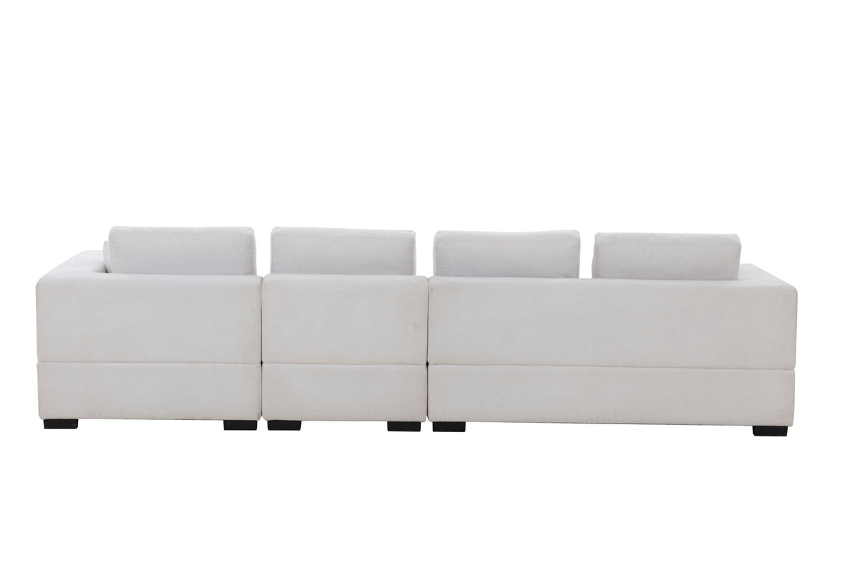 134'' Mid Century Modern Sofa L - Shape Sectional Sofa Couch Left Chaise for Living Room, Beige - W876S00053 - image - 5