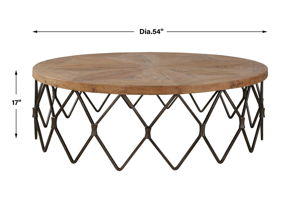 Chain Reaction Wooden Coffee Table - Light Brown by Uttermost - View 8