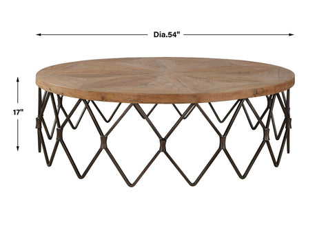 Chain Reaction Wooden Coffee Table - Light Brown by Uttermost - View 8