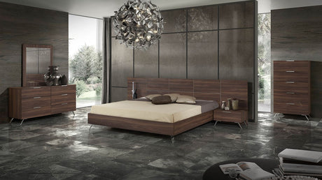 Queen Brooklyn Italian Modern Walnut Bed