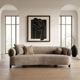 Arnaud - Modern Tan Fabric + Brown Oak Sofa - View Image 1