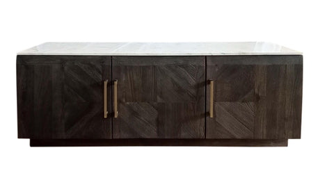 Sideboard - Dennis 3-door Marble Top Dining Sideboard Server White and Tobacco Grey