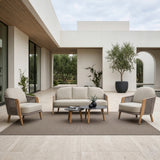 Cayman - Outdoor Beige + Teak Sofa Set - View Image 1