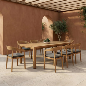 Evora + Sintra - Outdoor Eucalyptus + Grey Olefin 9-Piece Dining Set - View Image 1