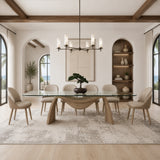 Pangea - Mid-Century Modern Glass + Buckwheat Ash Rectangular Dining Table - View Image 1