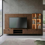 Raskin - Contemporary Walnut Entertainment Center w/ LED Lighting - View Image 1