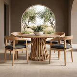 Sintra - Outdoor Grey + Eucalyptus Round Dining Table Set - View Image 1