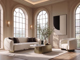 Thrive - Modern Beige Fabric + Antique Brass Sofa - View Image 1