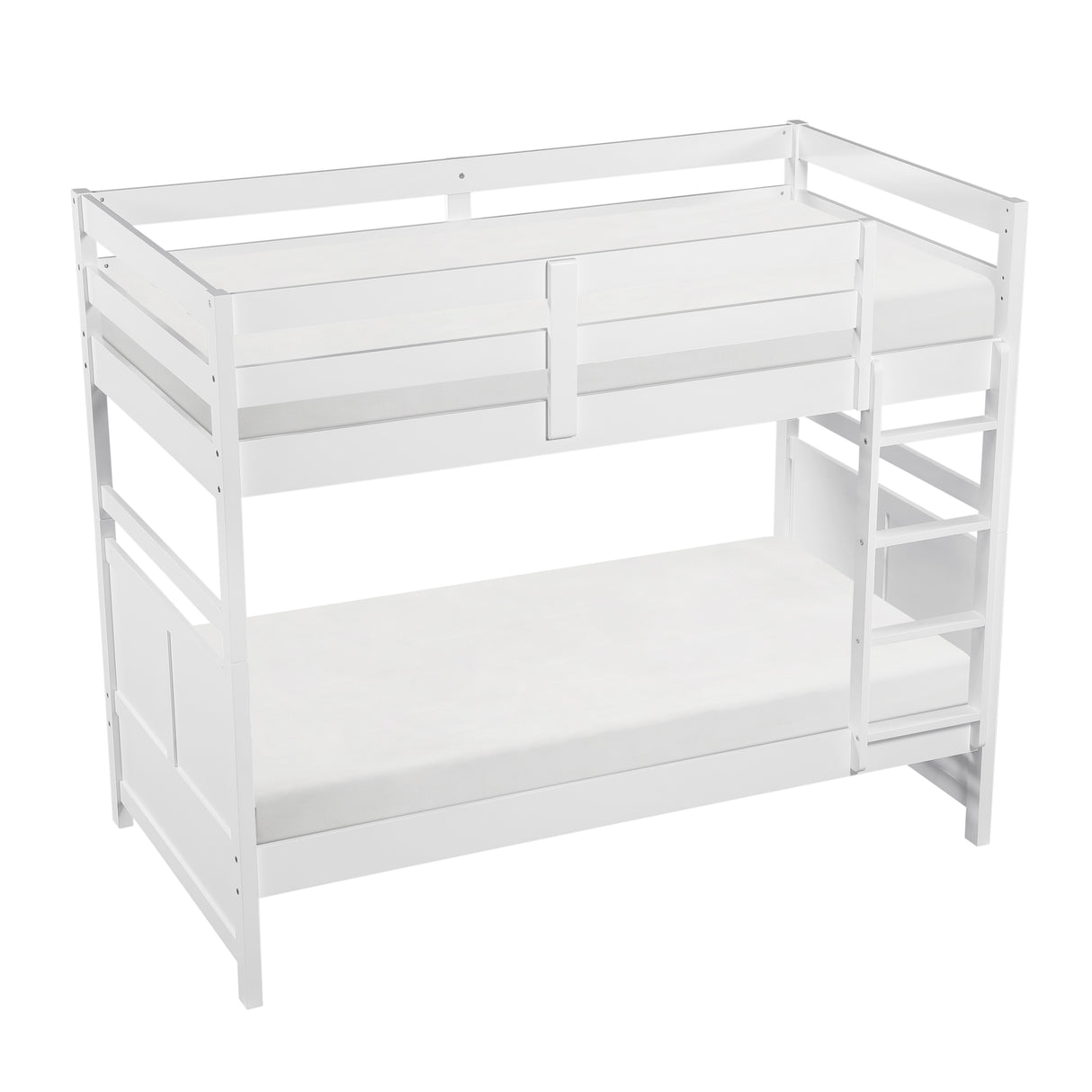 Bunk Bed Twin Over Twin White Finish Sturdy Wood Frame Guard Rails Youth Bedroom Furniture 1pc - sold by Home Elegance USA
